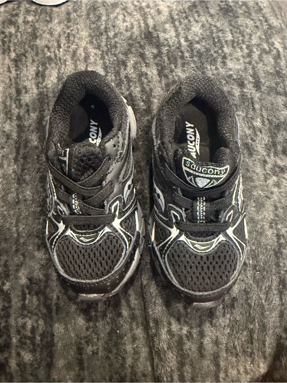 Saucony Kids Black and White Mesh Athletic Sneakers